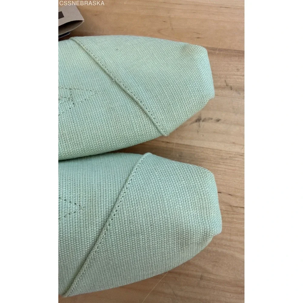 TOMS Mint Green Earthwise Alpargata Womens Canvas Slip On Flats 8.5 10016519